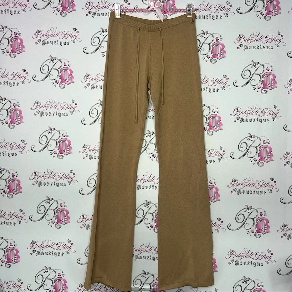 I.AM.GIA pants tan taupe brown caramel ribbed  stretchy thick knit lounge style